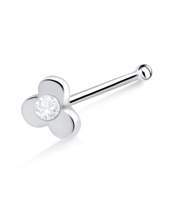 Flower With Stone Silver Bone Nose Stud NSKD-201